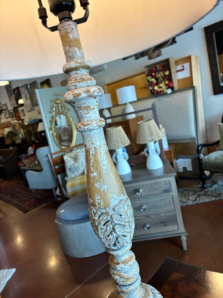 PAIR of Distressed Acanthus Statement Table Lamp