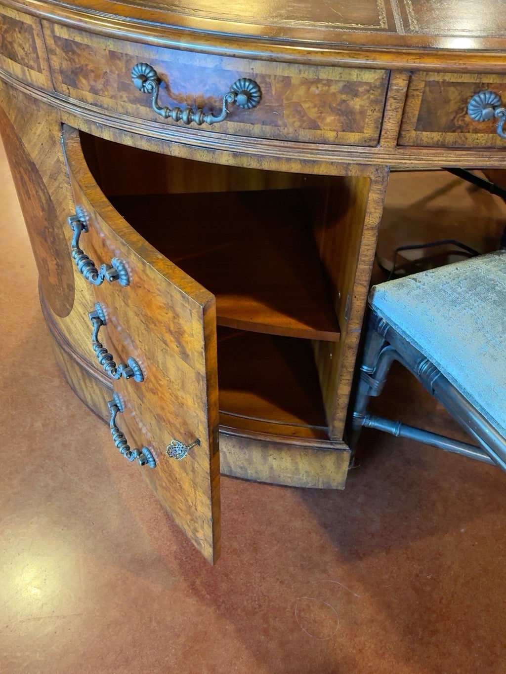 Maitland-Smith Burl & Leather Computer Partner Desk