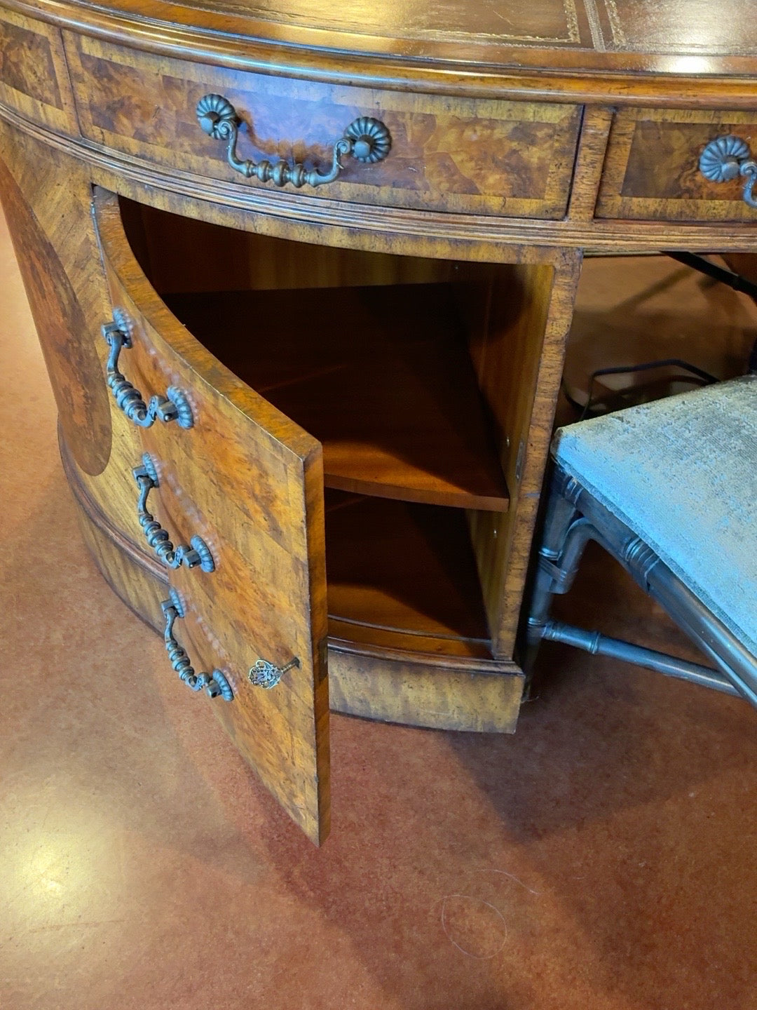 Maitland-Smith Burl & Leather Computer Partner Desk