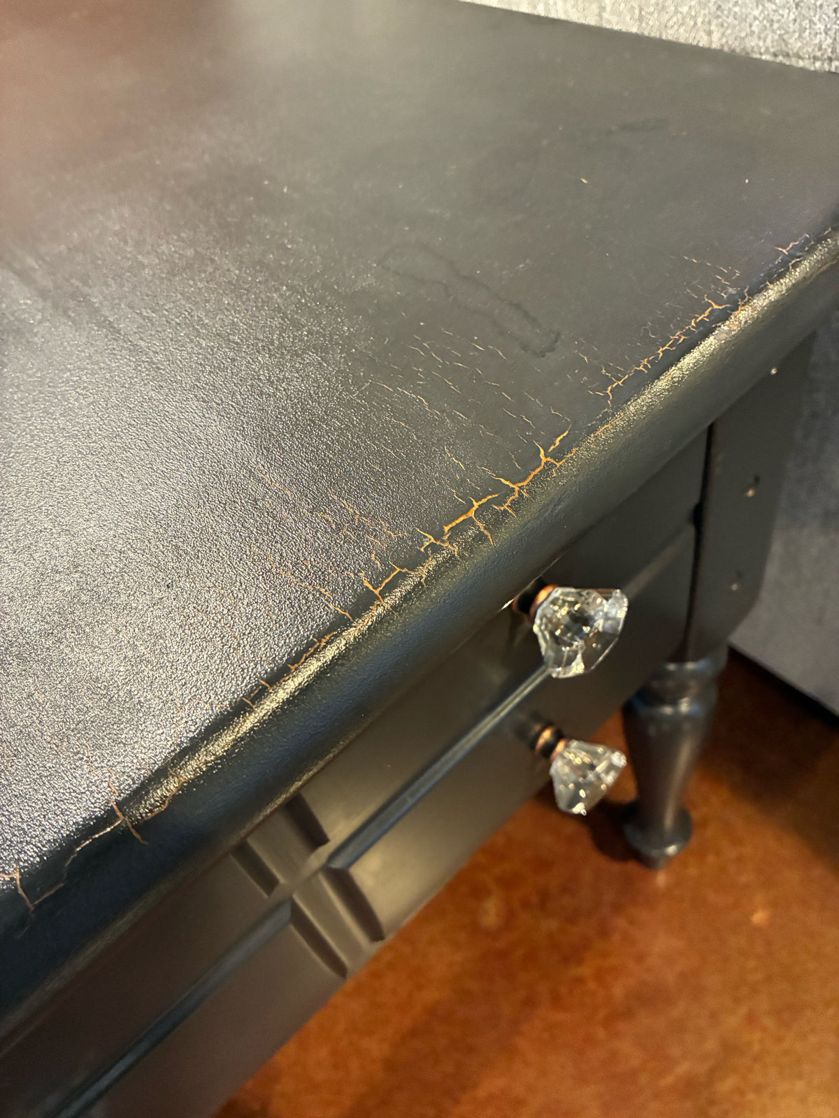 Midnight Blue/Black One-Drawer Accent Table with Crystal-look Knobs