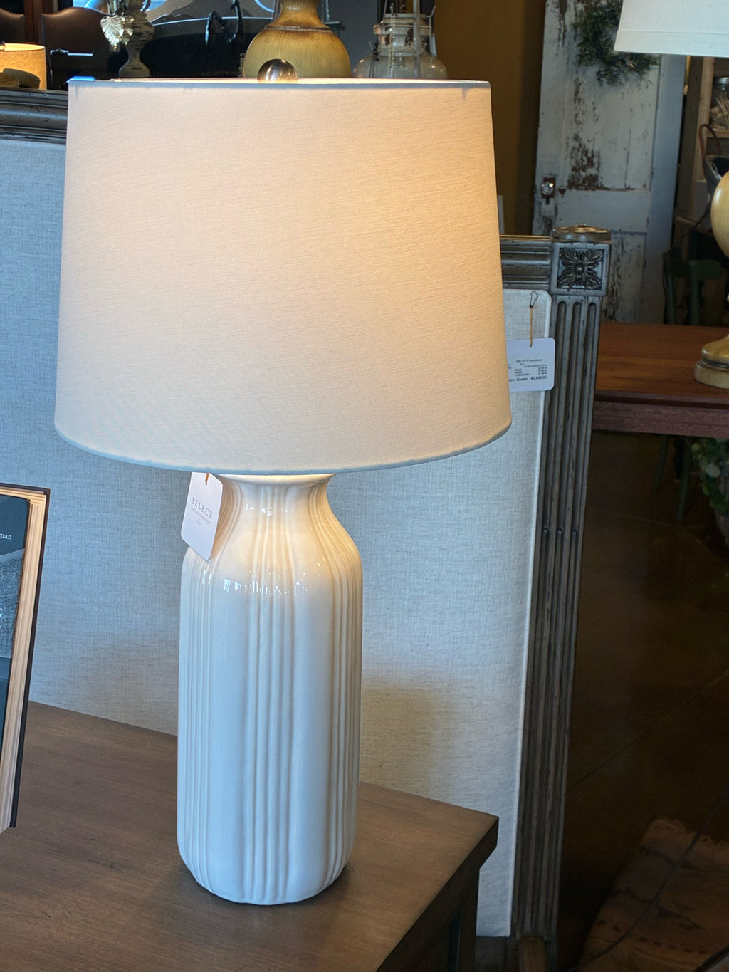 Ivory Fluted Ceramic Table Lamp
