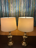 Pair of Circular Brass Lamps