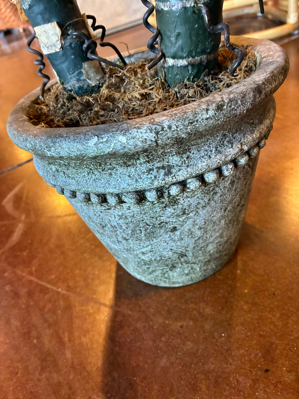Faux Yucca Plant in Aged Stone-Look Planter