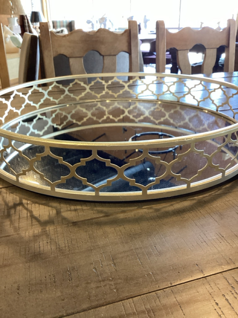 Antique Gold Finished Mirror Tray