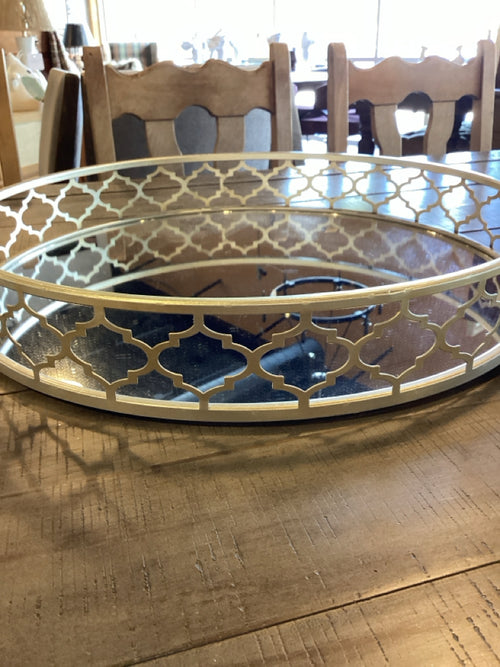 Antique Gold Finished Mirror Tray