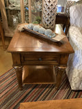 BASSETT TRADITIONAL WOOD END TABLE WITH DRAWER & LOWER SHELF