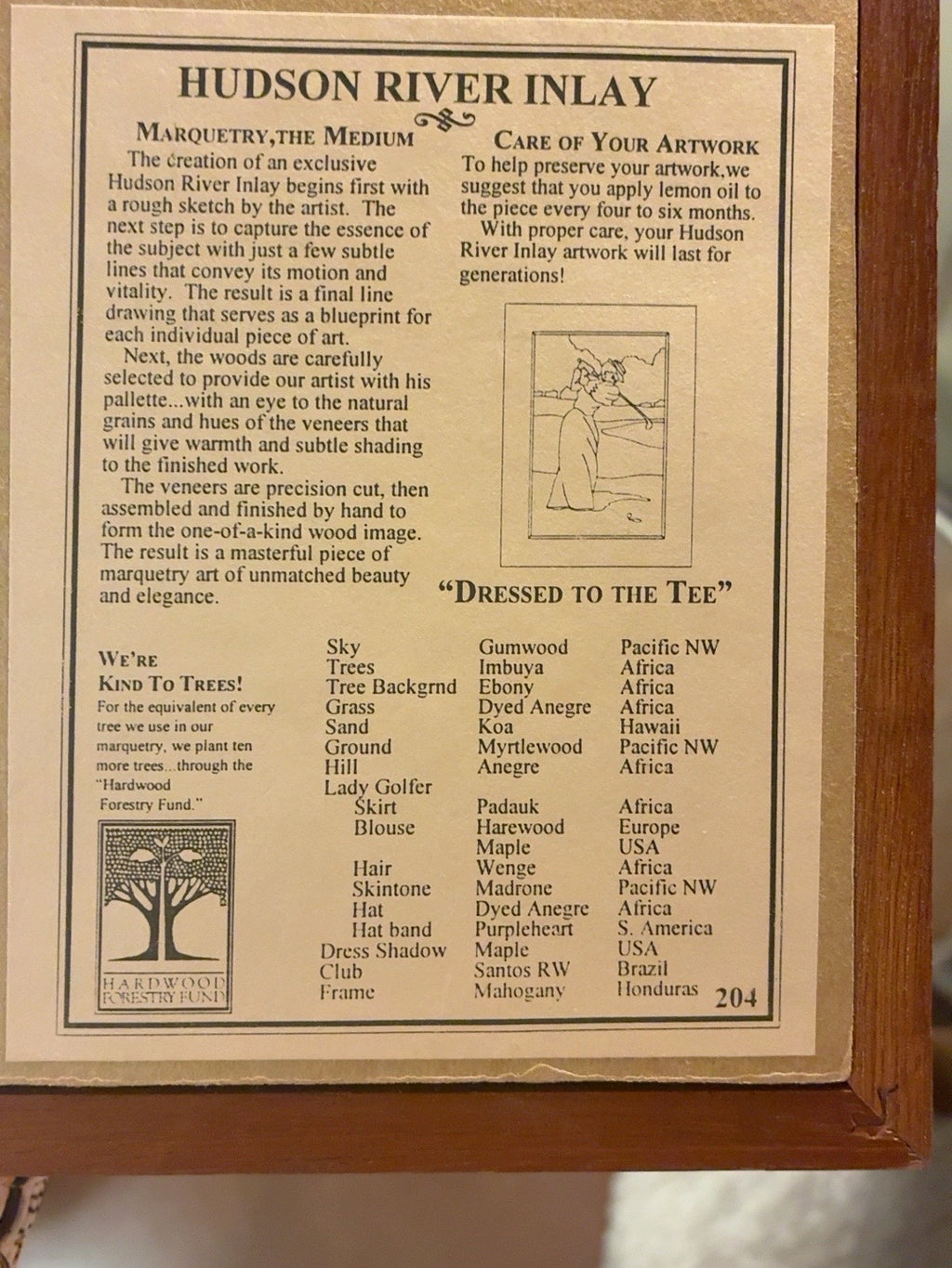 Hudson River Inlay signed Golf Marquety — PAIR
