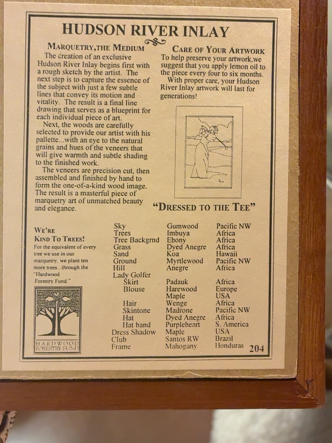 Hudson River Inlay signed Golf Marquety — PAIR
