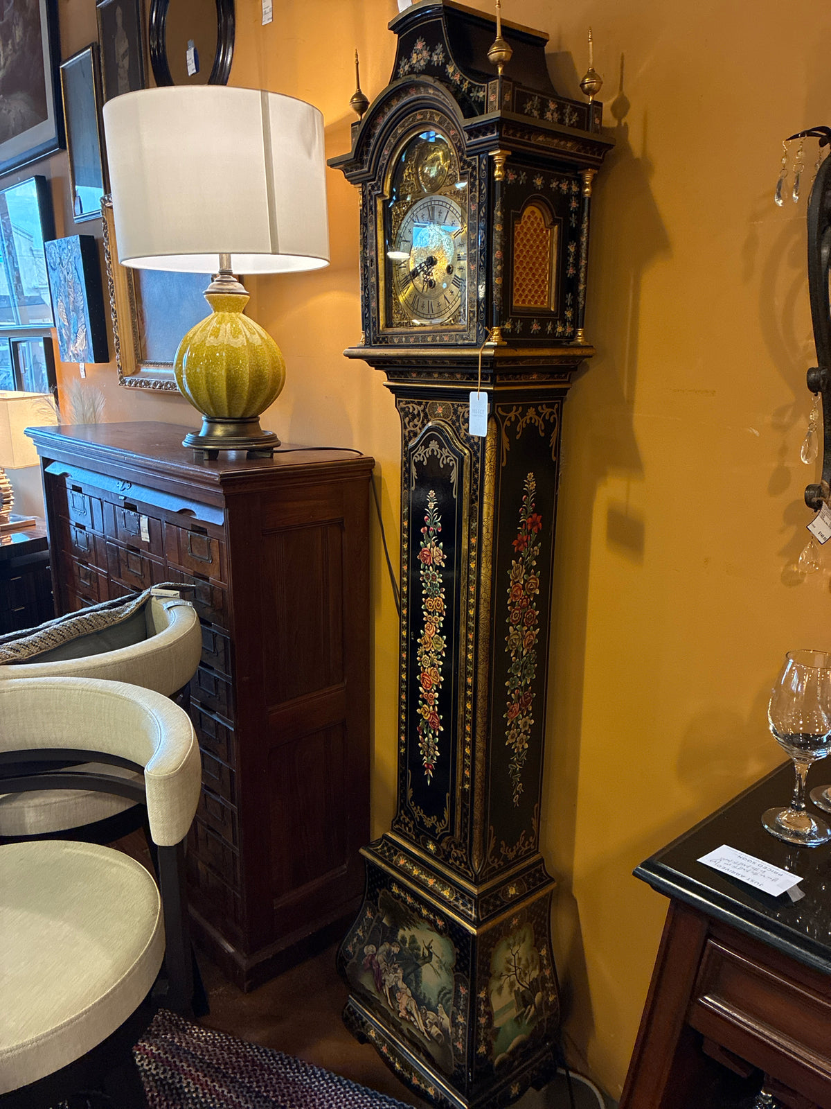 Vintage 1972 Ridgeway Model 232 Chinoiserie Grandfather Clock
