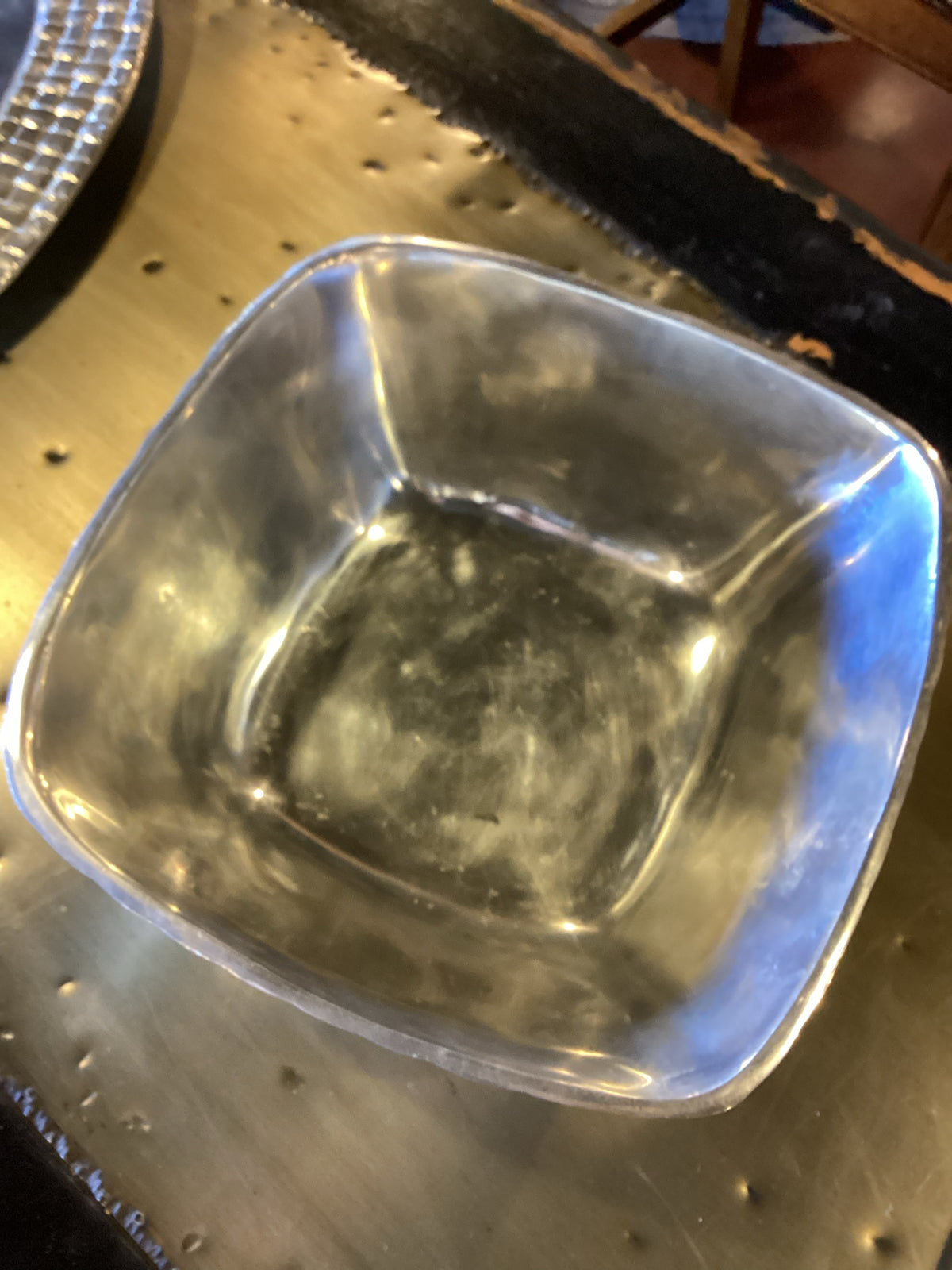 TOWLE SILVERSMITHS SQUARE BASKET-WEAVE SERVING BOWL