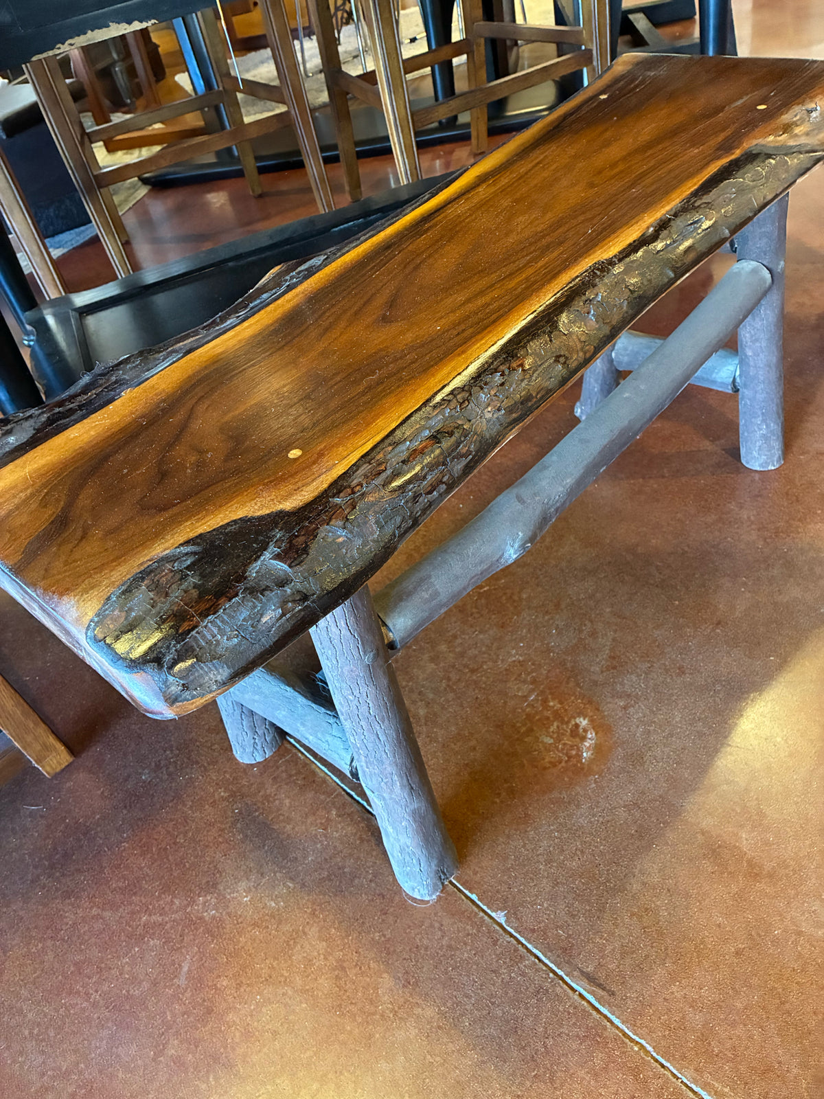 RUSTIC LIVE-EDGE WOOD BENCH