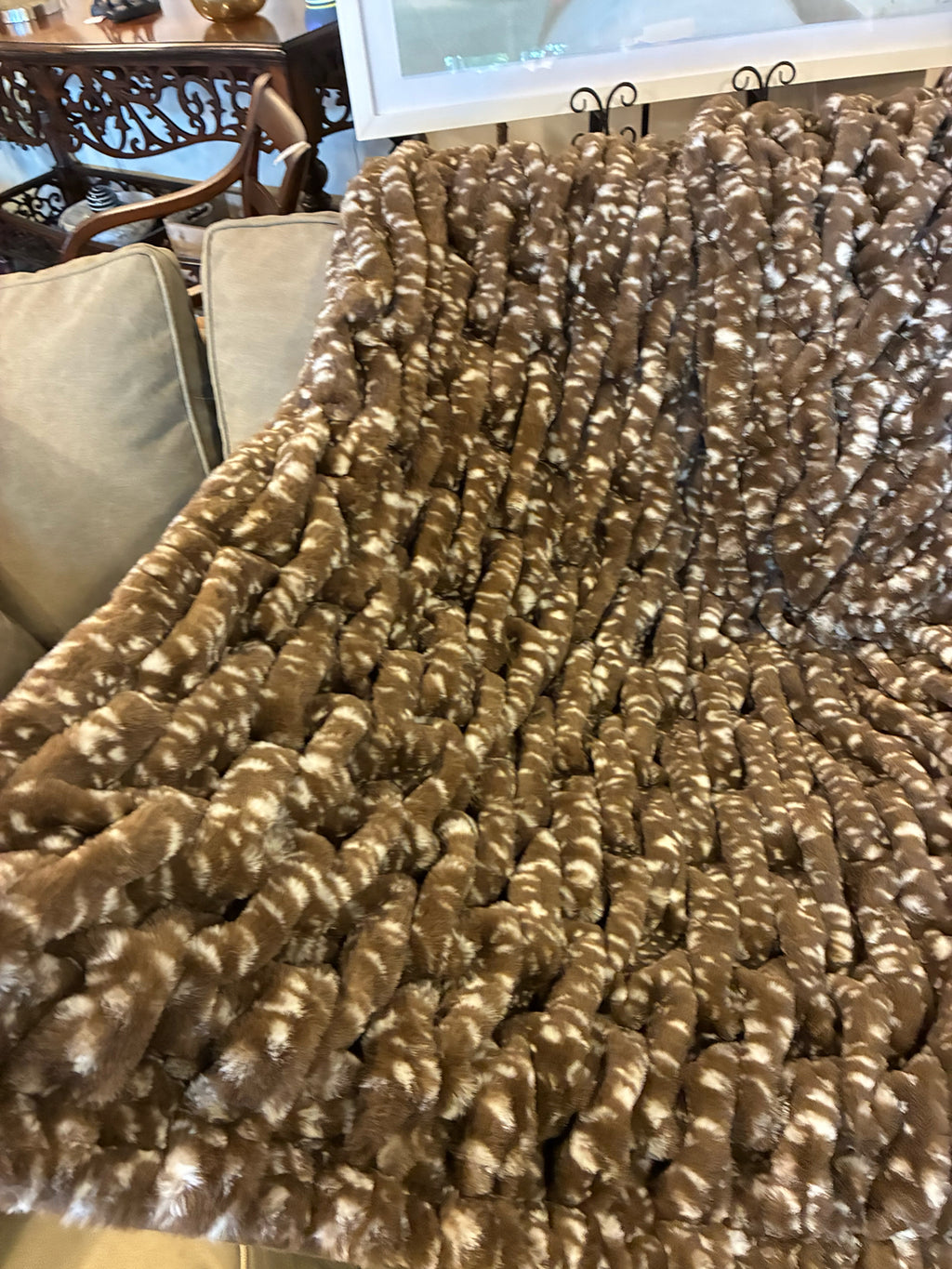 Soft Surroundings Faux Fawn Fur Throw