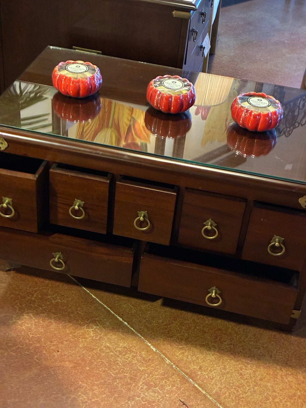 Campaign-Style 7-Drawer Coffee Table