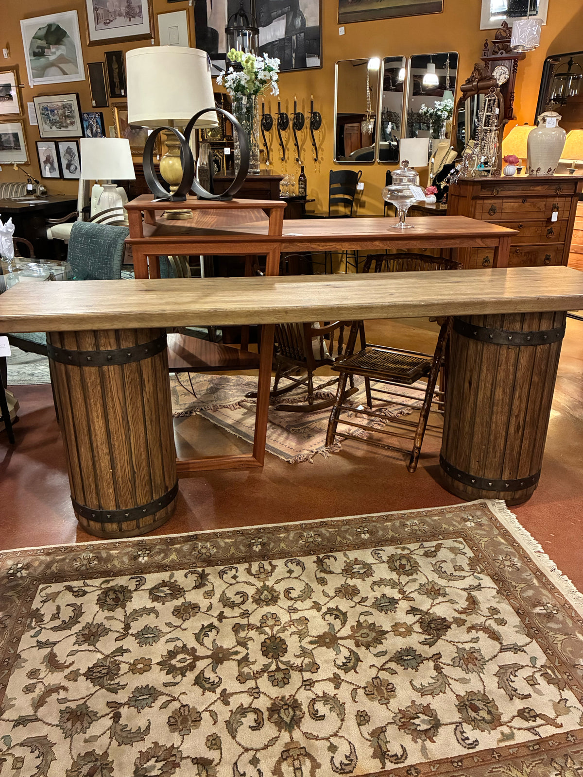 Hooker Vineyard Row Wine Barrel Console Console