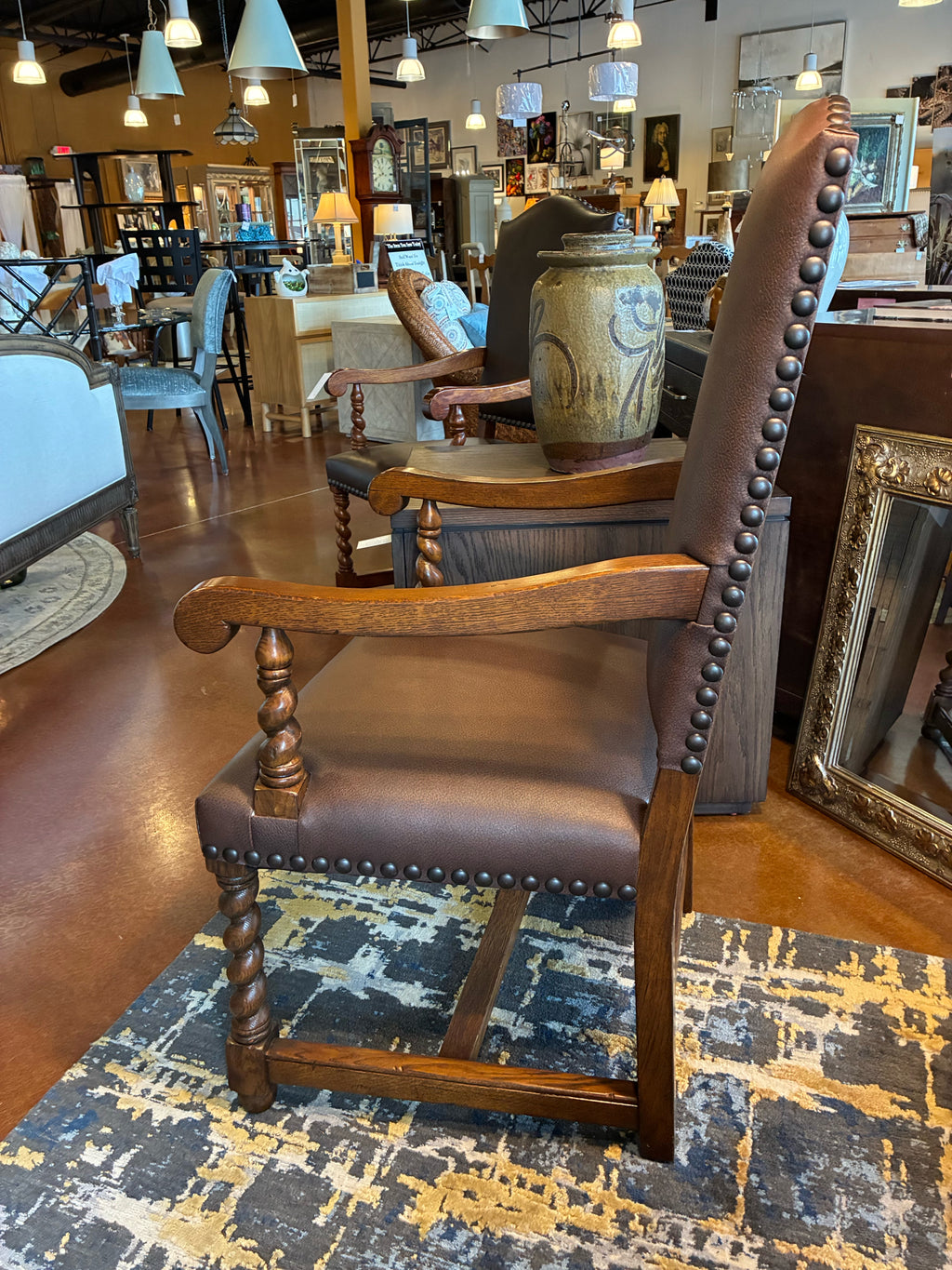Stickley Antiquities Leather Captain Chairs — PAIR