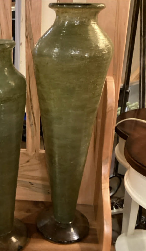 TALL| Green Art Glass Floor Vase|Tall