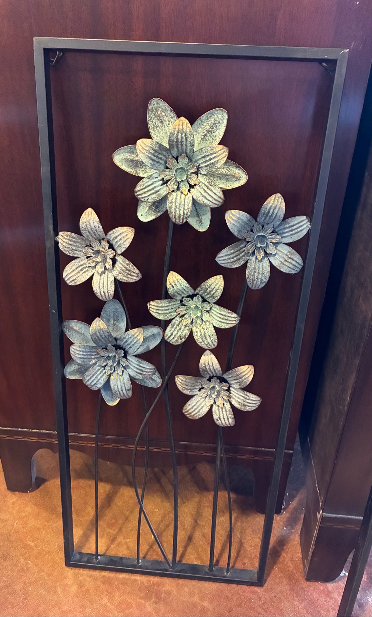 PAIR of Rustic Metal Floral Wall Art Panels