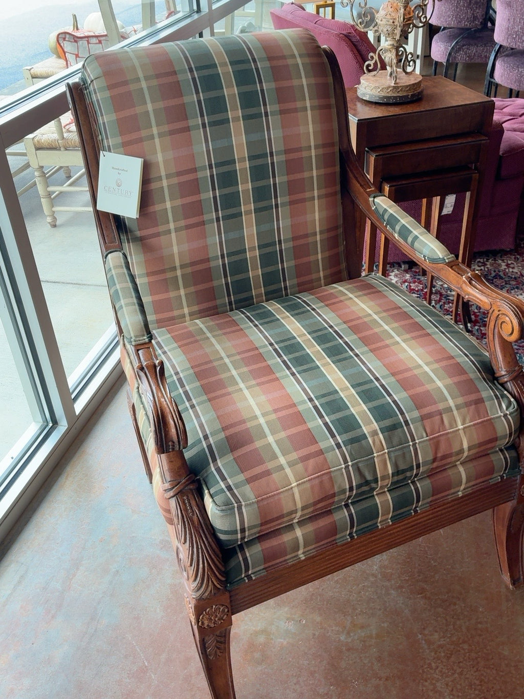 Century Furniture Carved Wood Lounge Chair