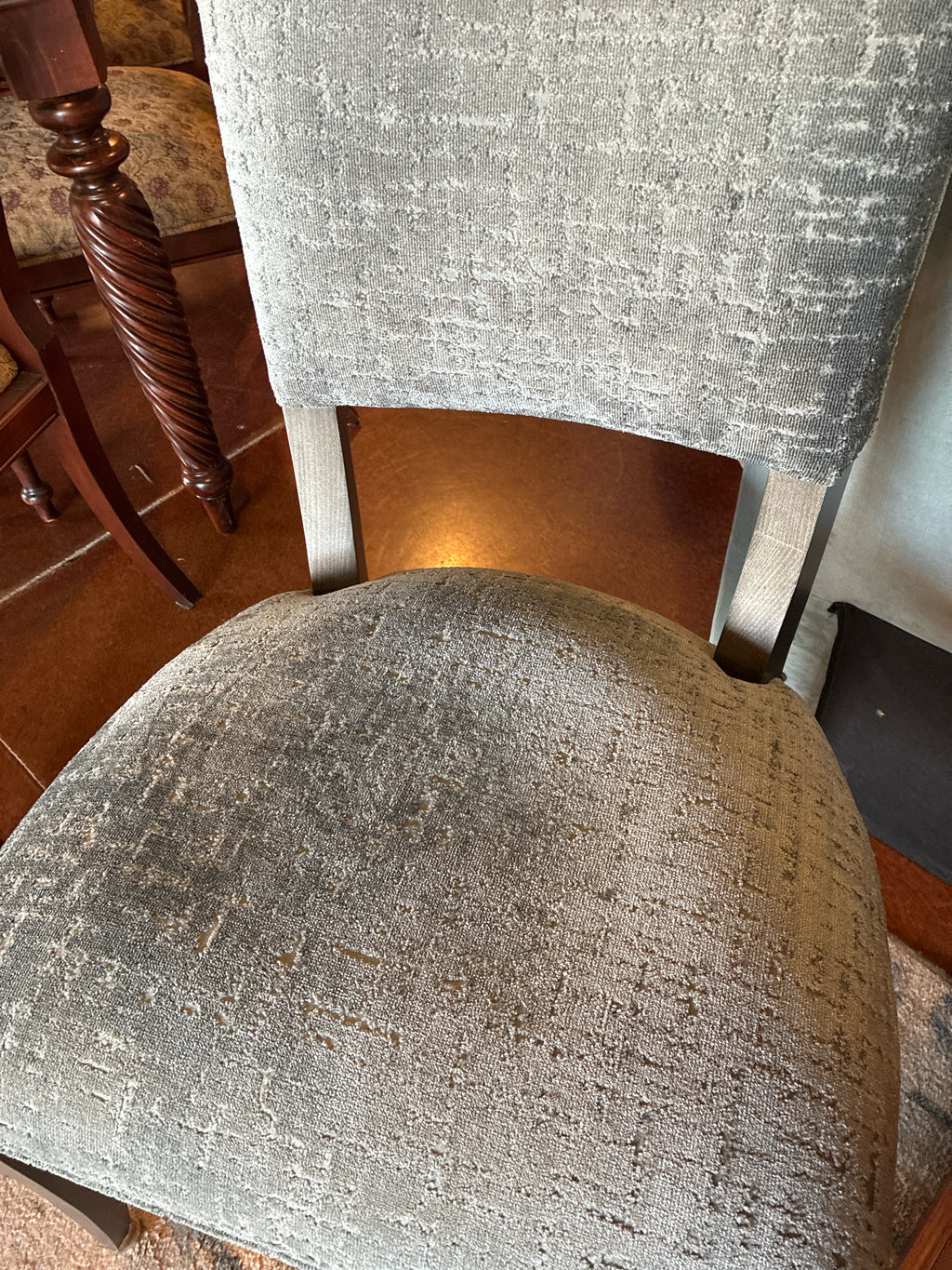 SET OF 2 Ethan Allen Blue Crushed Velvet Chairs