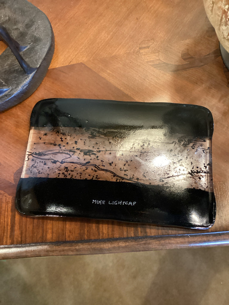 Mike Lightcap  Signed Fused Art Glass Tray