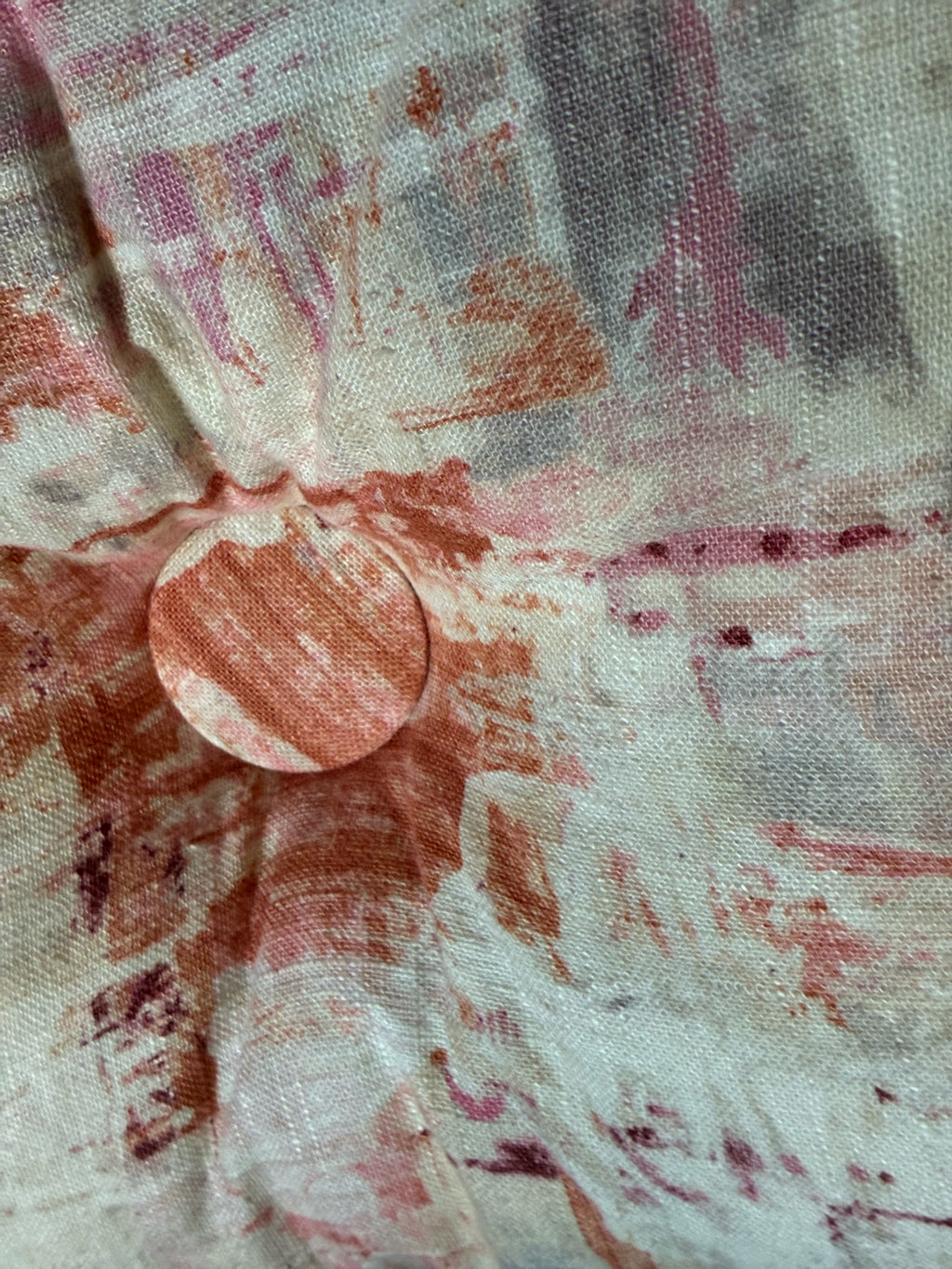 Abstract Blush & Coral Button-Tufted Lumbar Pillow