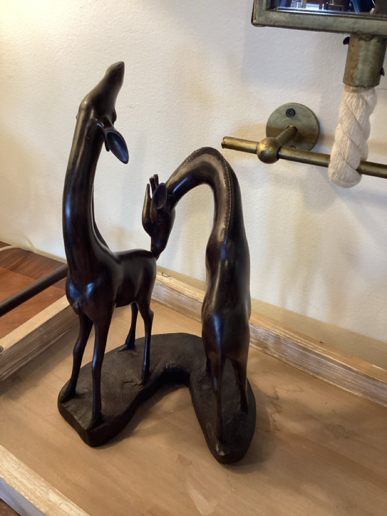 Sculpture|Hand-carved wood giraffe