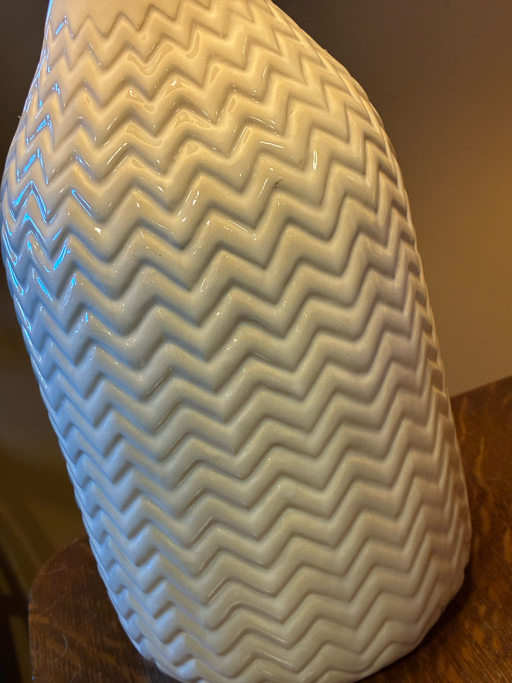 Ivory Chevron Ceramic  Table Lamp