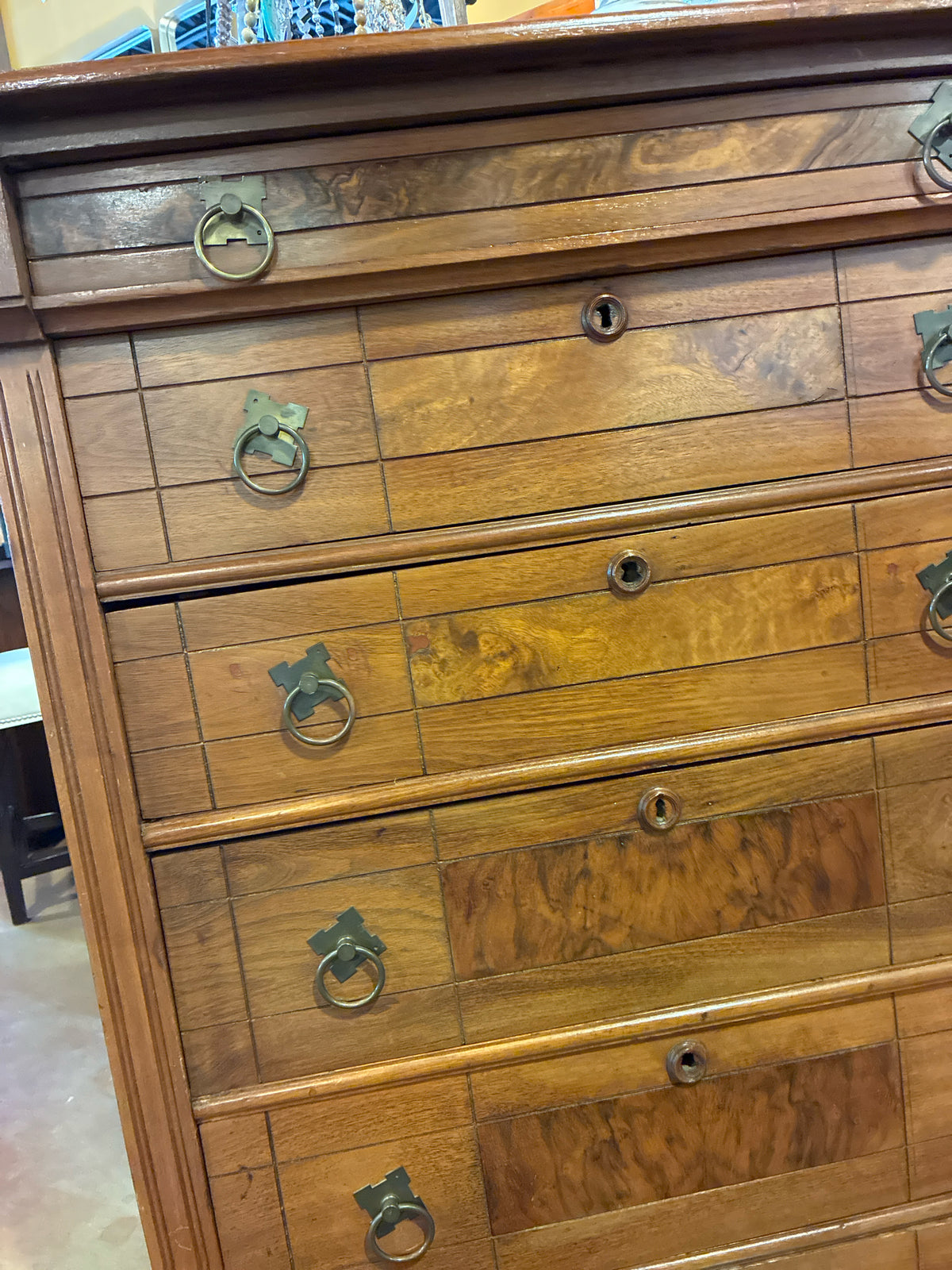 Antique Eastlake Burl Walnut Chest