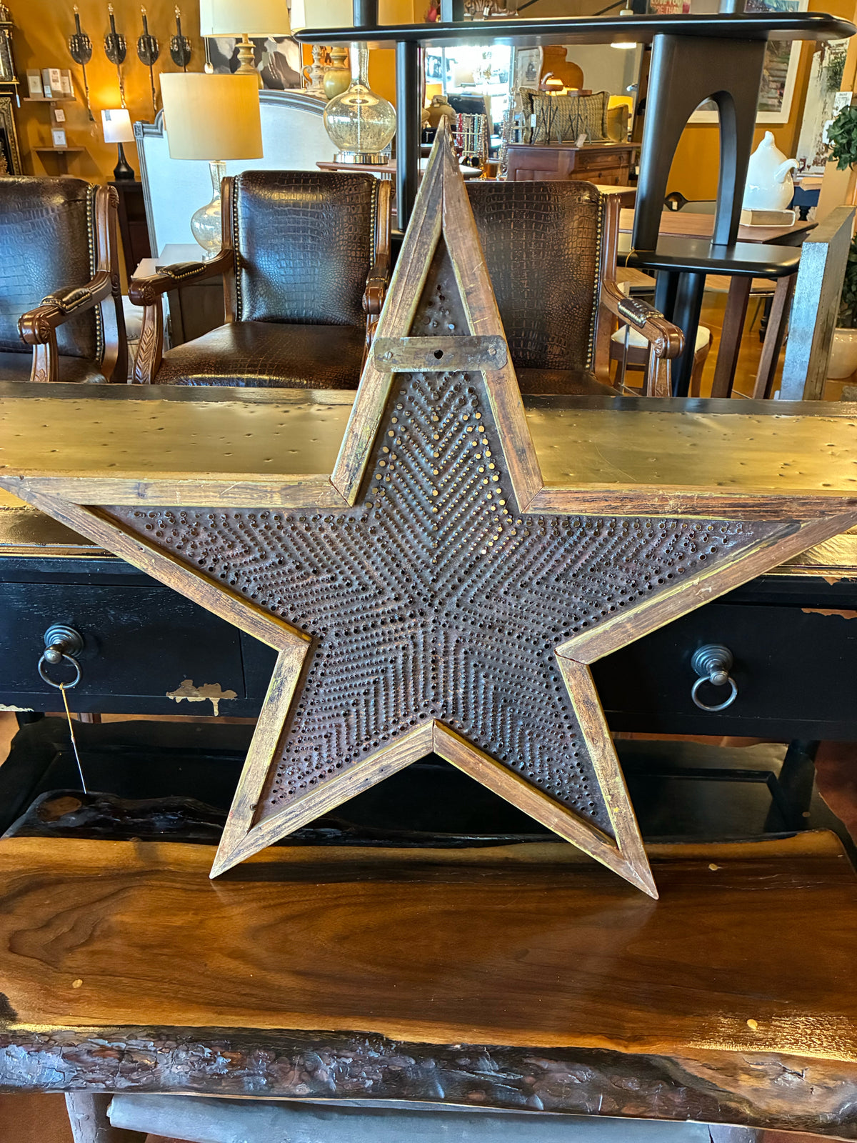 Rustic Metal Star in Wood Frame