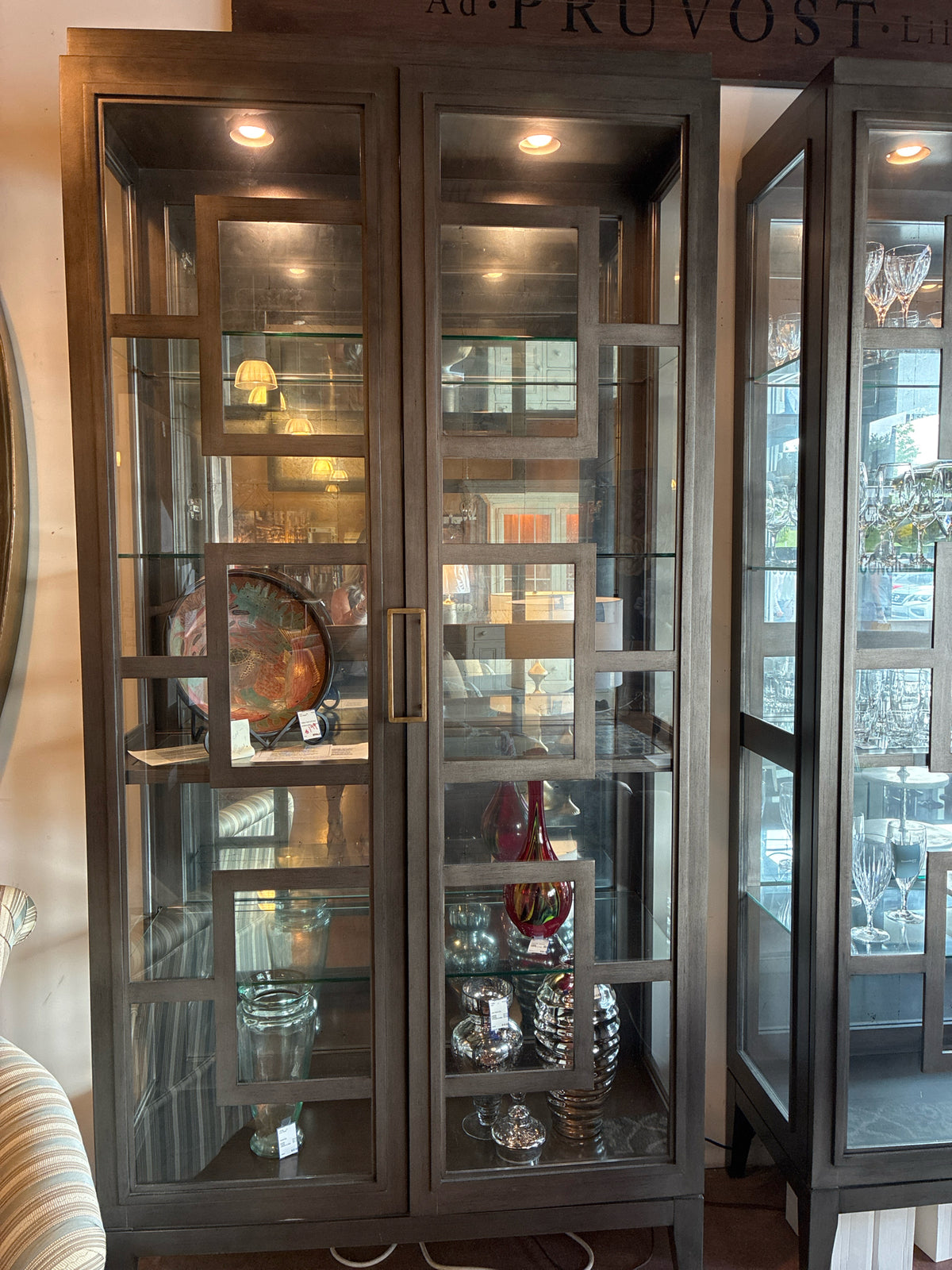 Cabinet Curio | BRASS & BURL Rhodes Cabinet