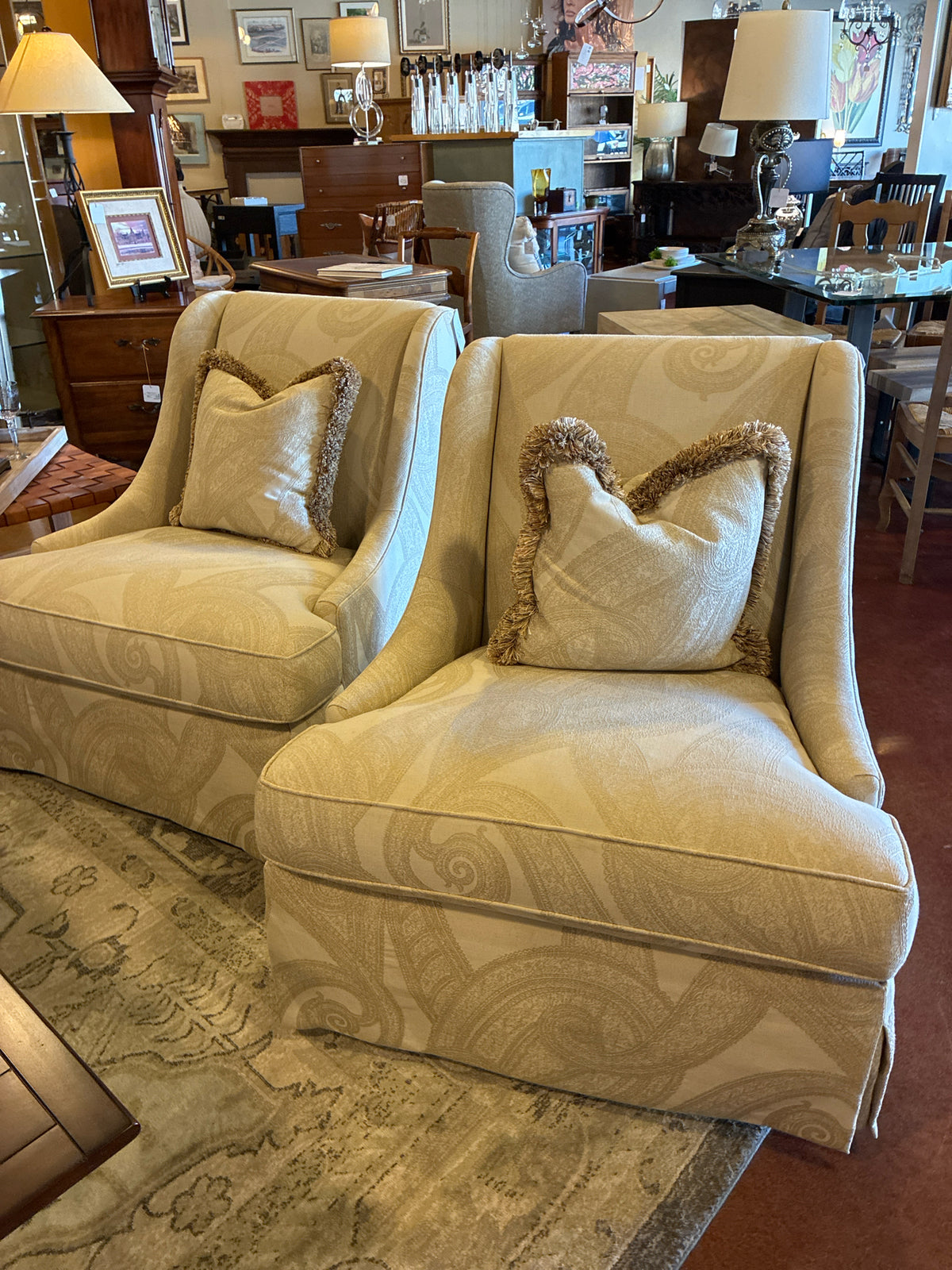 Hickory White Luxury Upholstered Swivel Chairs - PAIR