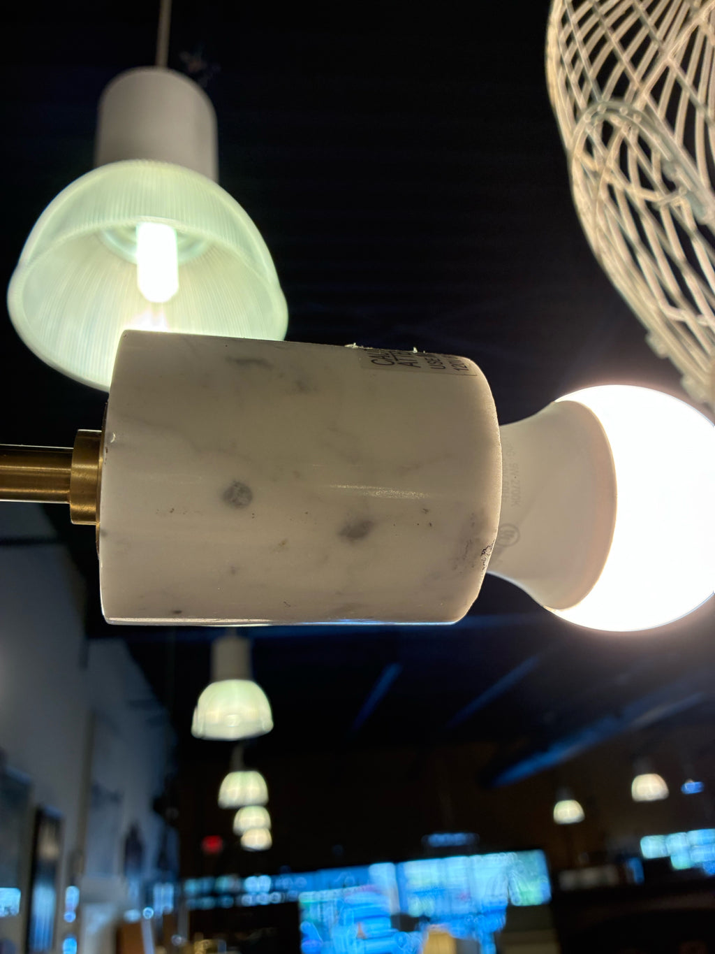 Modern Brass & Marble 5-Light Chandelier