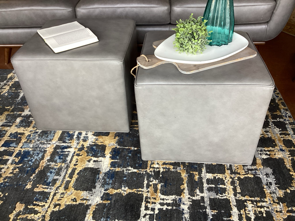 Ethan Allen Leather DACIAN Ottoman