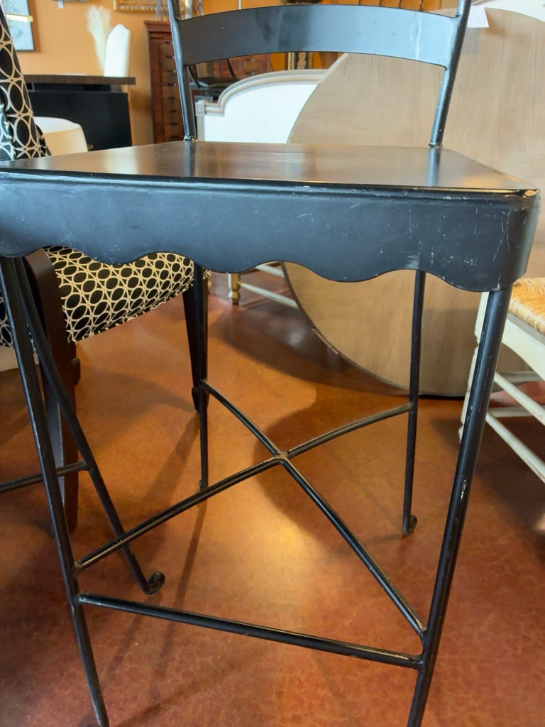 Decorative Painted Metal Bar Stools - PAIR