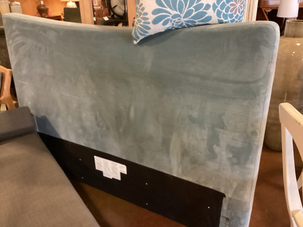 West Elm Velvet Teal Blue Headboard