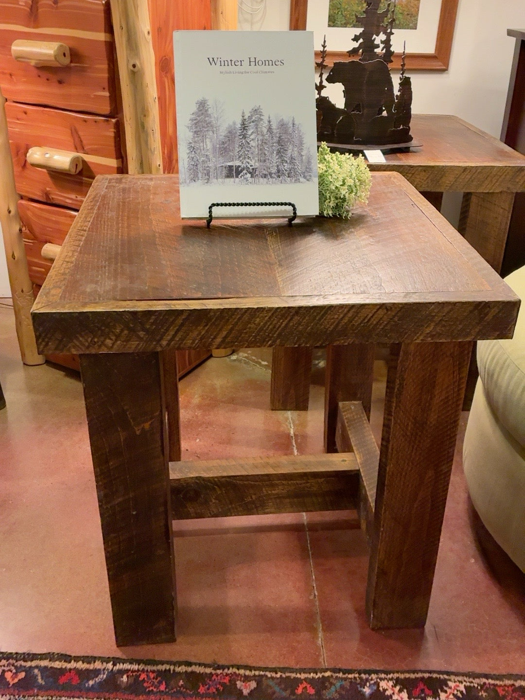 Rustic Rough-Sawn Wood End Table