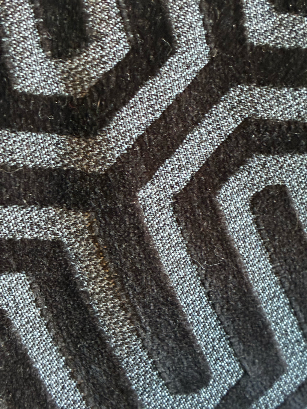 Black & Charcoal Geometric Velvet Lumbar Pillow