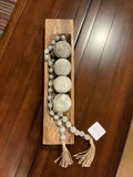 Frenh Country Wooden Trough Tray with Decorative Orbs & Beads