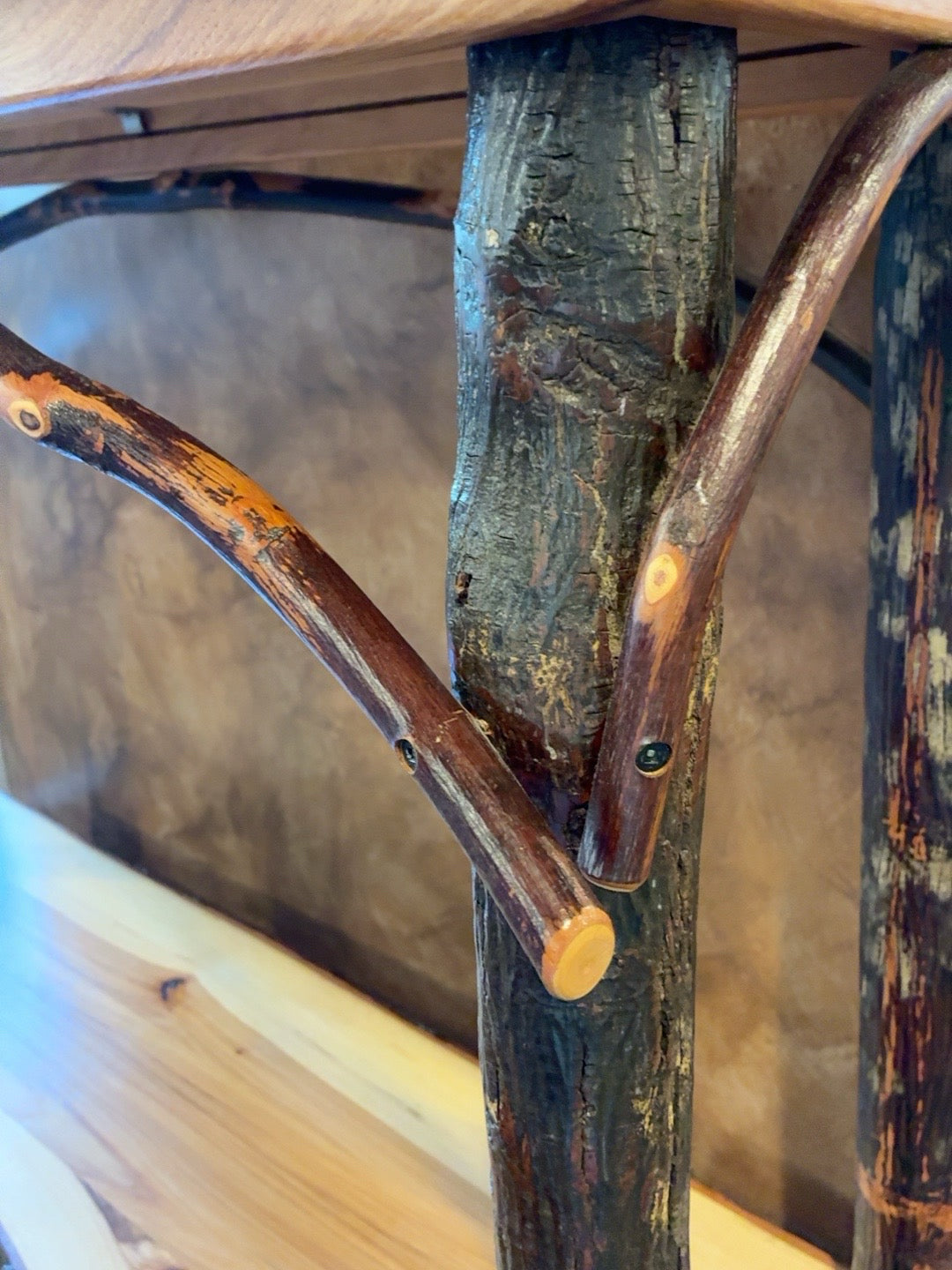 Handcrafted Live-Edge Hickory Console Table