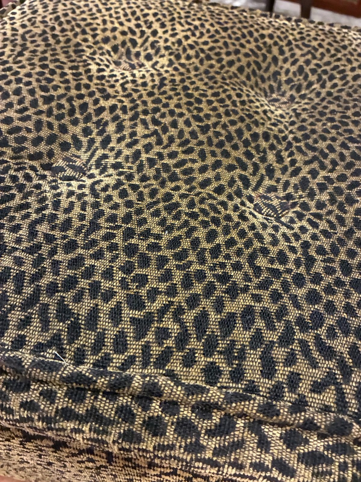 Leopard Print Tufted Ottoman