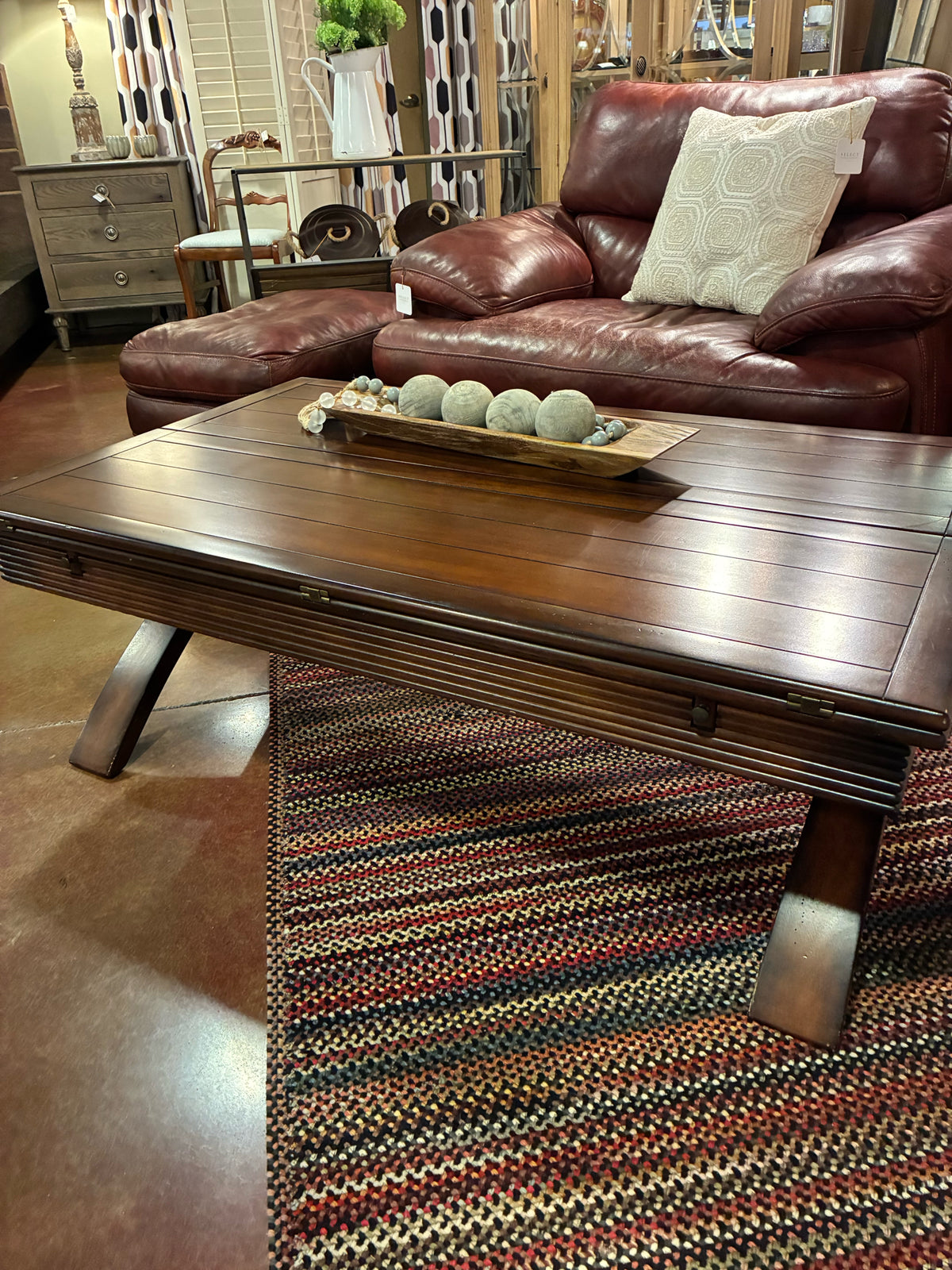 Rectangular Double Drop-Leaf Coffee Table with X-Base