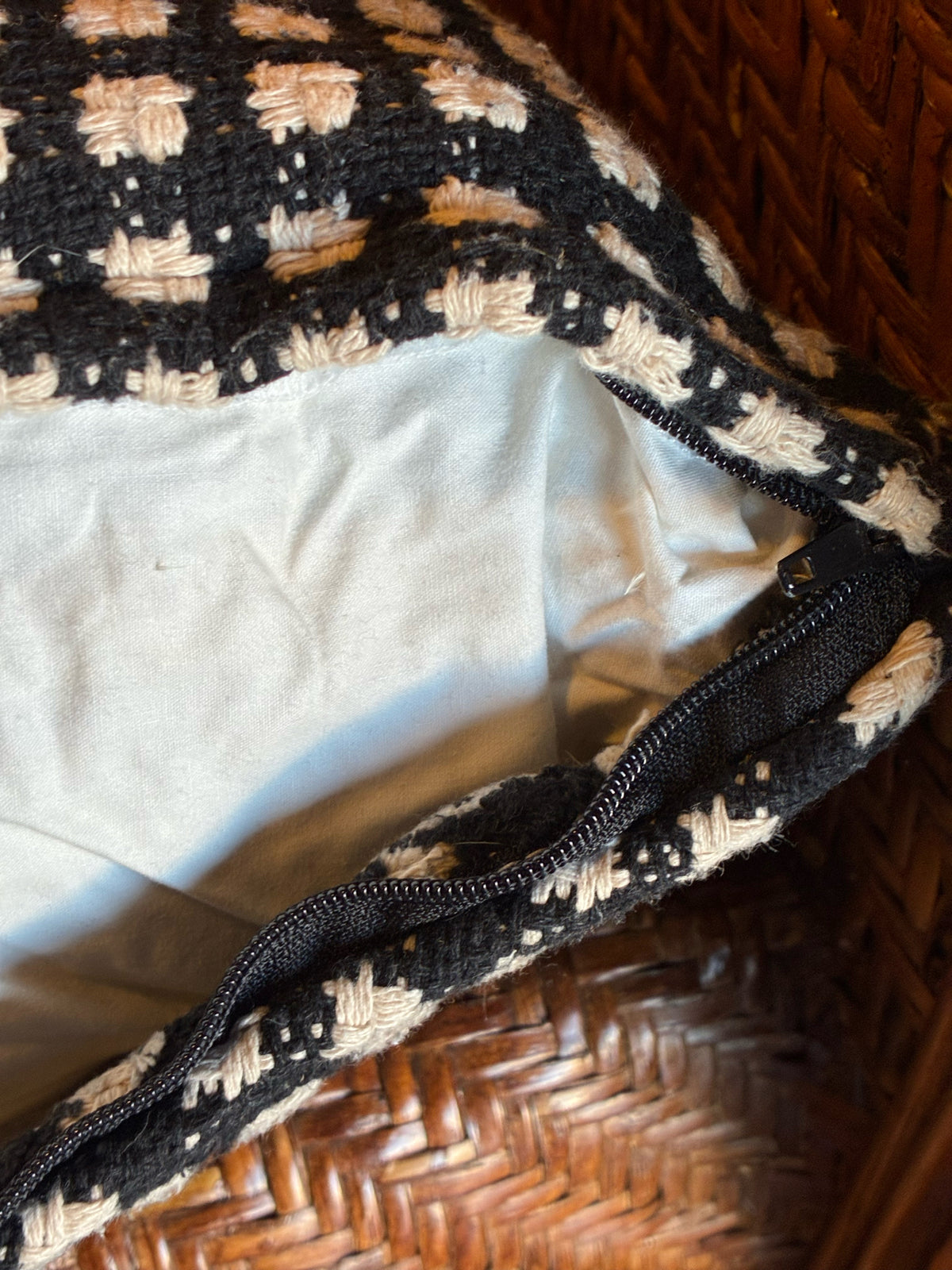Black & Cream Woven Lumbar Pillow