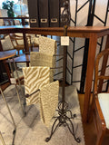 ORNATE WROUGHT IRON FREESTANDING SWING-ARM TOWEL RACK