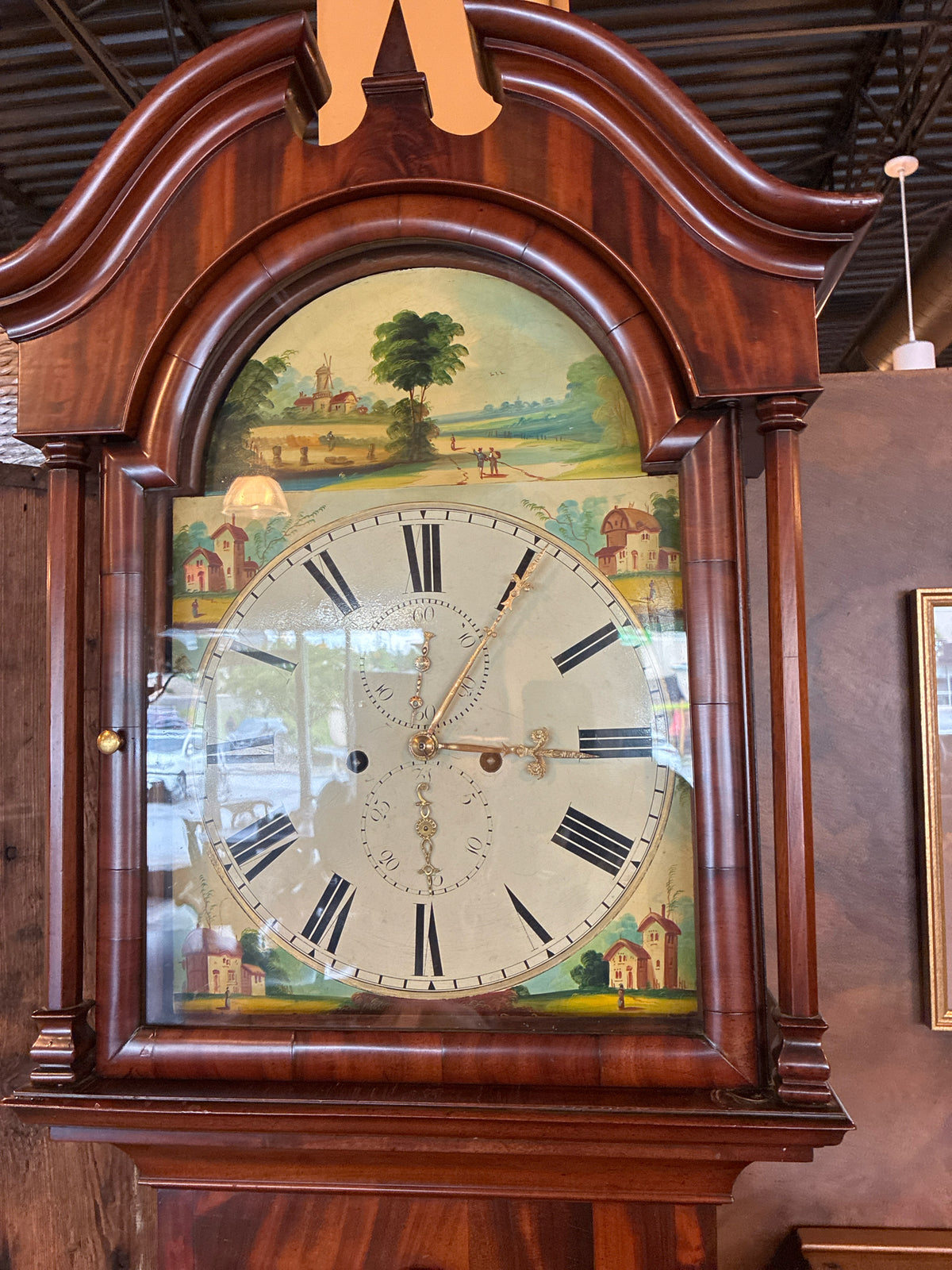 Clock Stately Antique Late 1800's English Tall Case Grandfather Clock