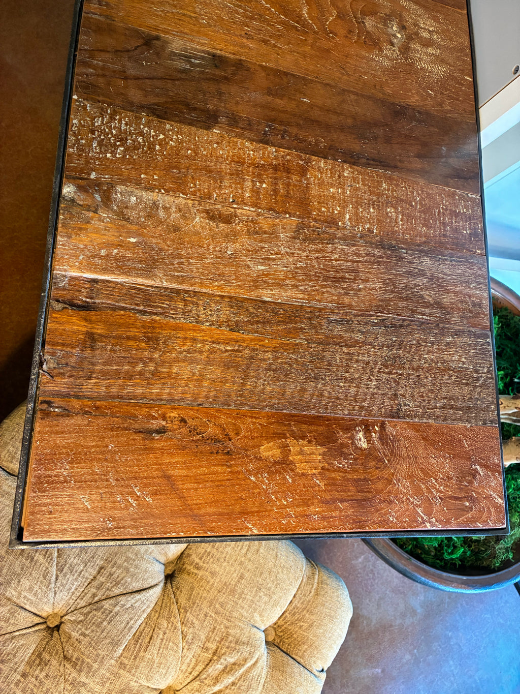 Rustic Industrial Wood & Iron Console Table