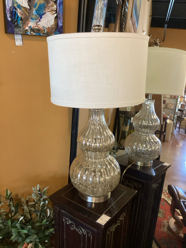 Lamp|Mercury Glass Double-Gourd Table Lamp with Drum Shade