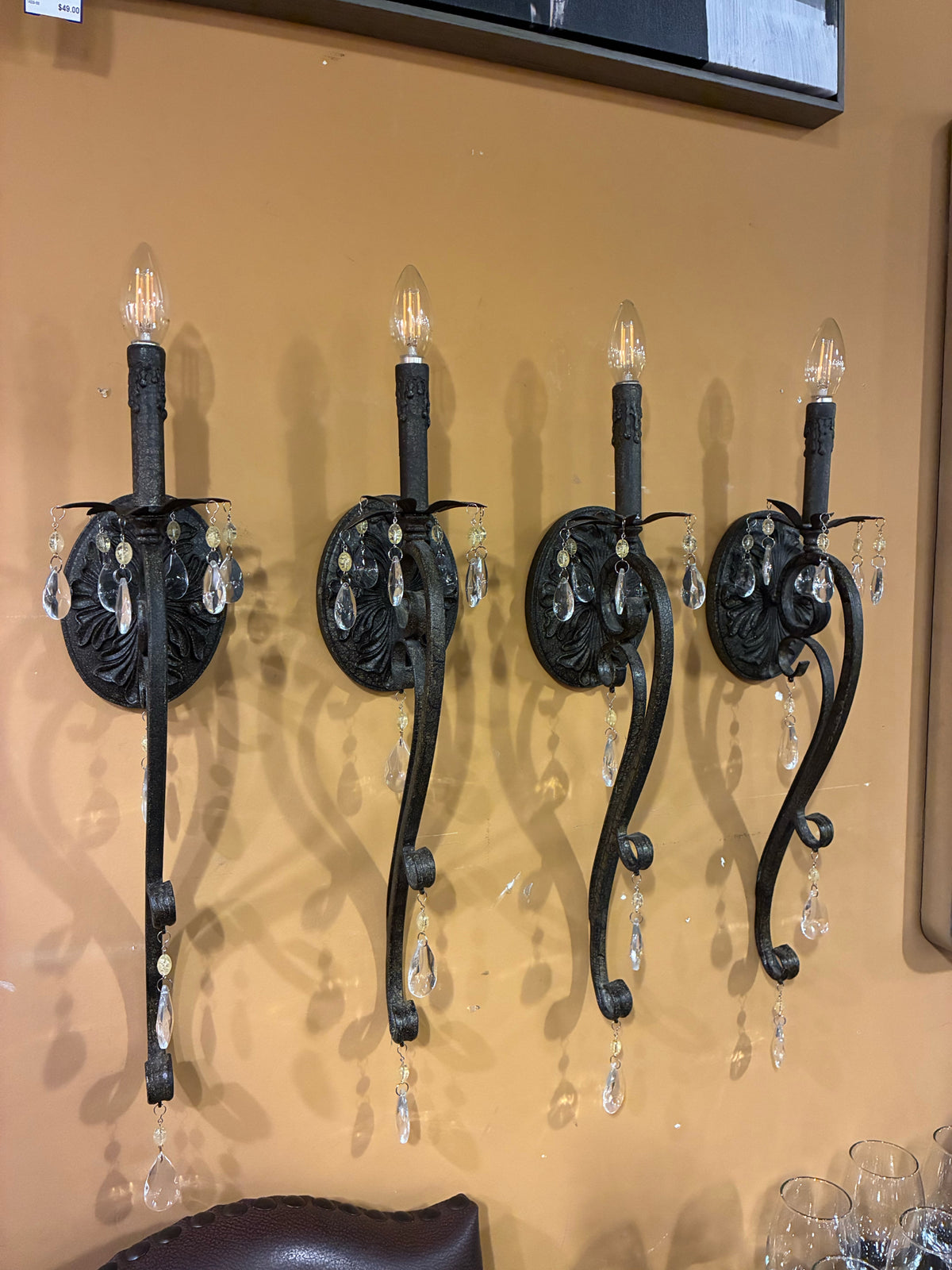 [PAIR] Crystal Drop Wall Sconces