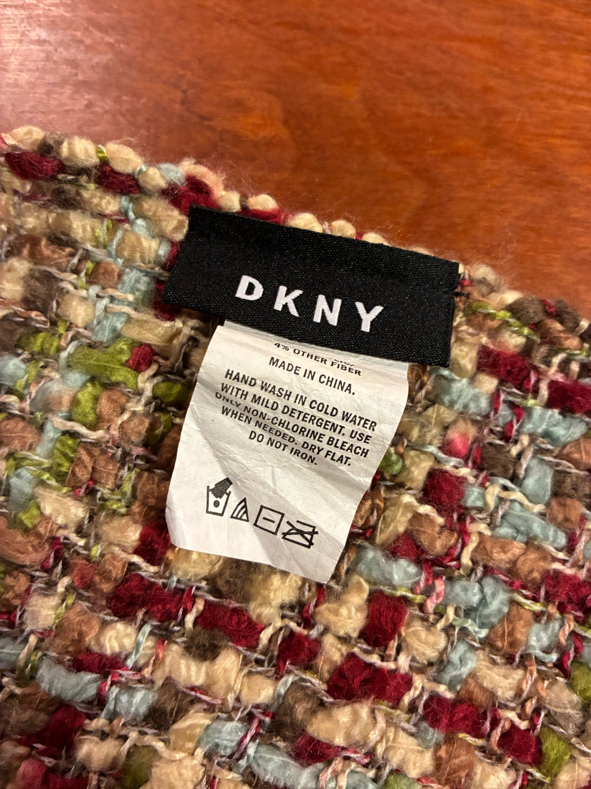 DKNY Multicolor Textured Woven Throw with Fringe