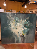 Sarah Stockstill "Grey Flora" Hand-Embellished Canvas