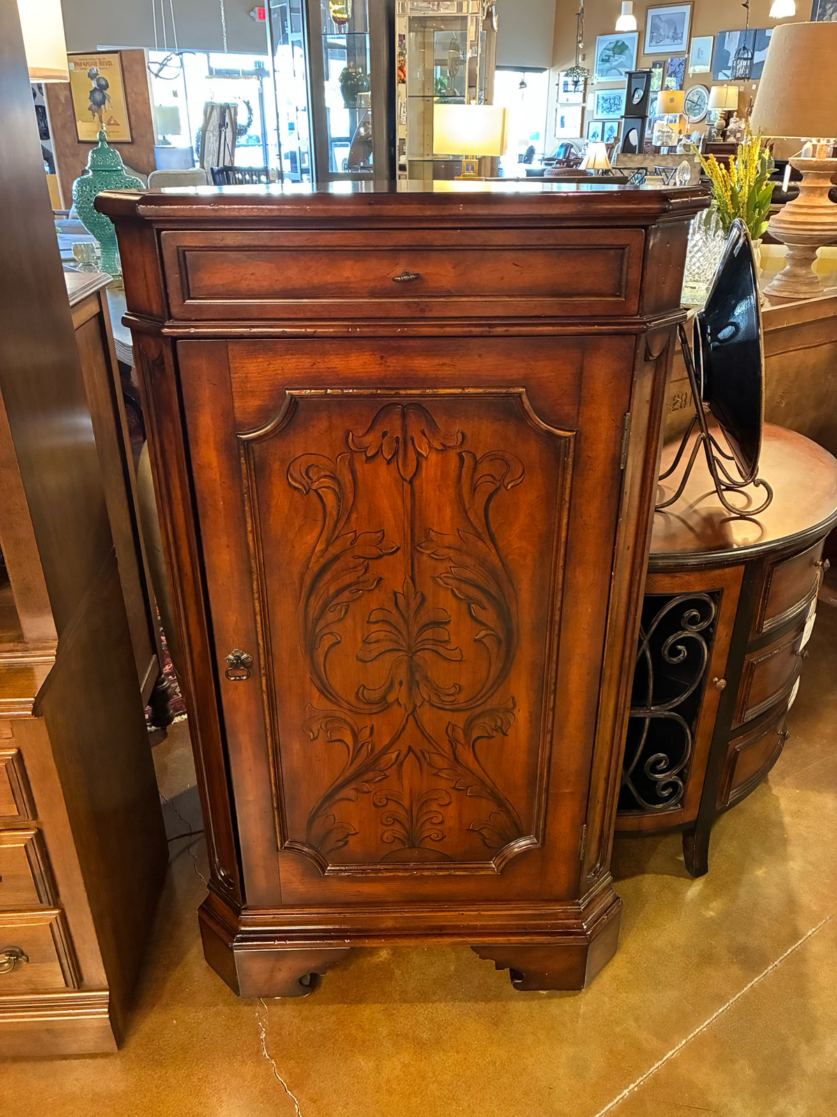 Traditional Hand-Painted French Country Corner Cabinet